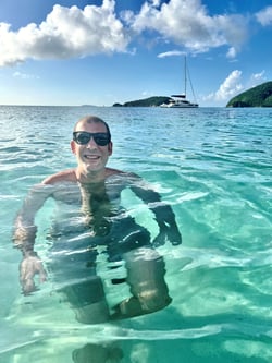 In the water with sailboat